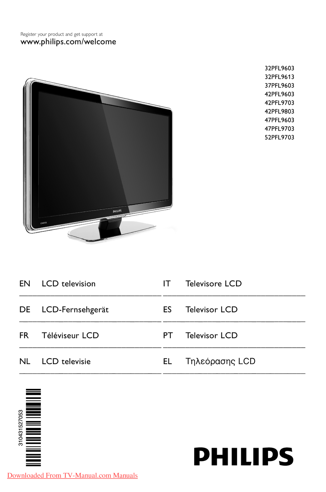 Philips 47PFL9703, 32PFL9603, 47PFL9603, 42PFL9803, 42PFL960, 37PFL9603 manual Register your product and get support at 