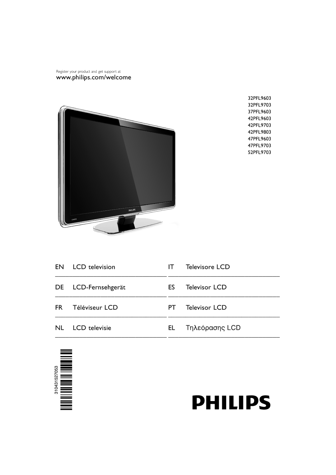 Philips 47PFL9703, 32PFL9603, 47PFL9603, 42PFL9803, 42PFL9603, 42PFL9703 manual Register your product and get support at 