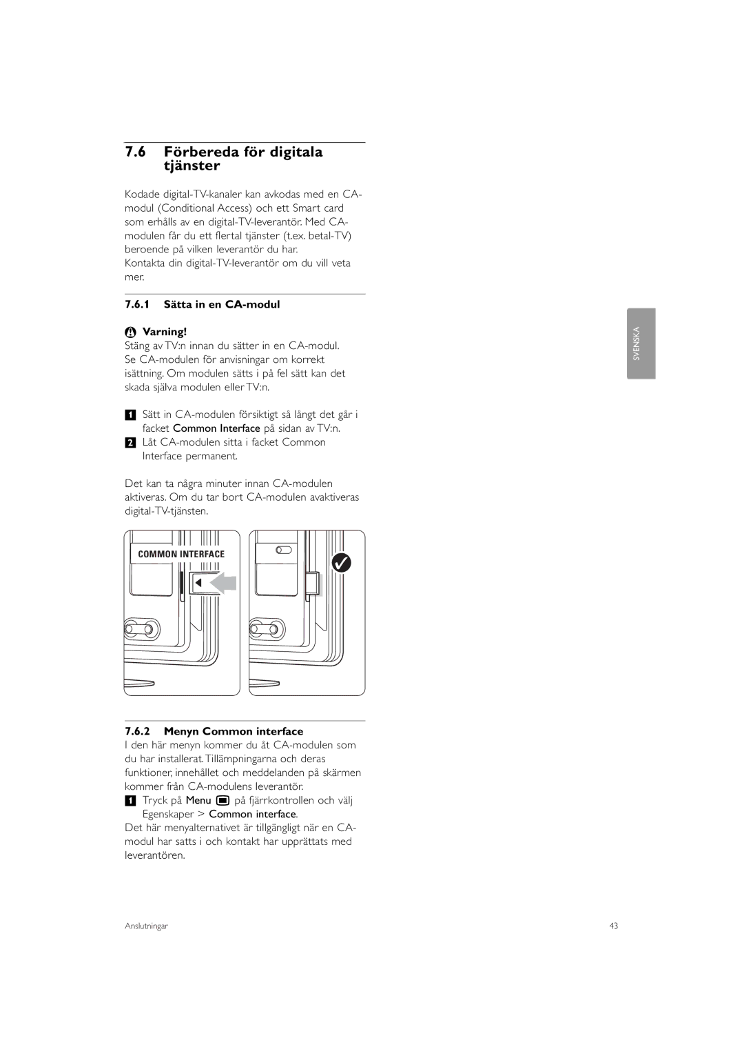 Philips 32PFL9613 manual Förbereda för digitala tjänster, Kontakta din digital-TV-leverantör om du vill veta mer 