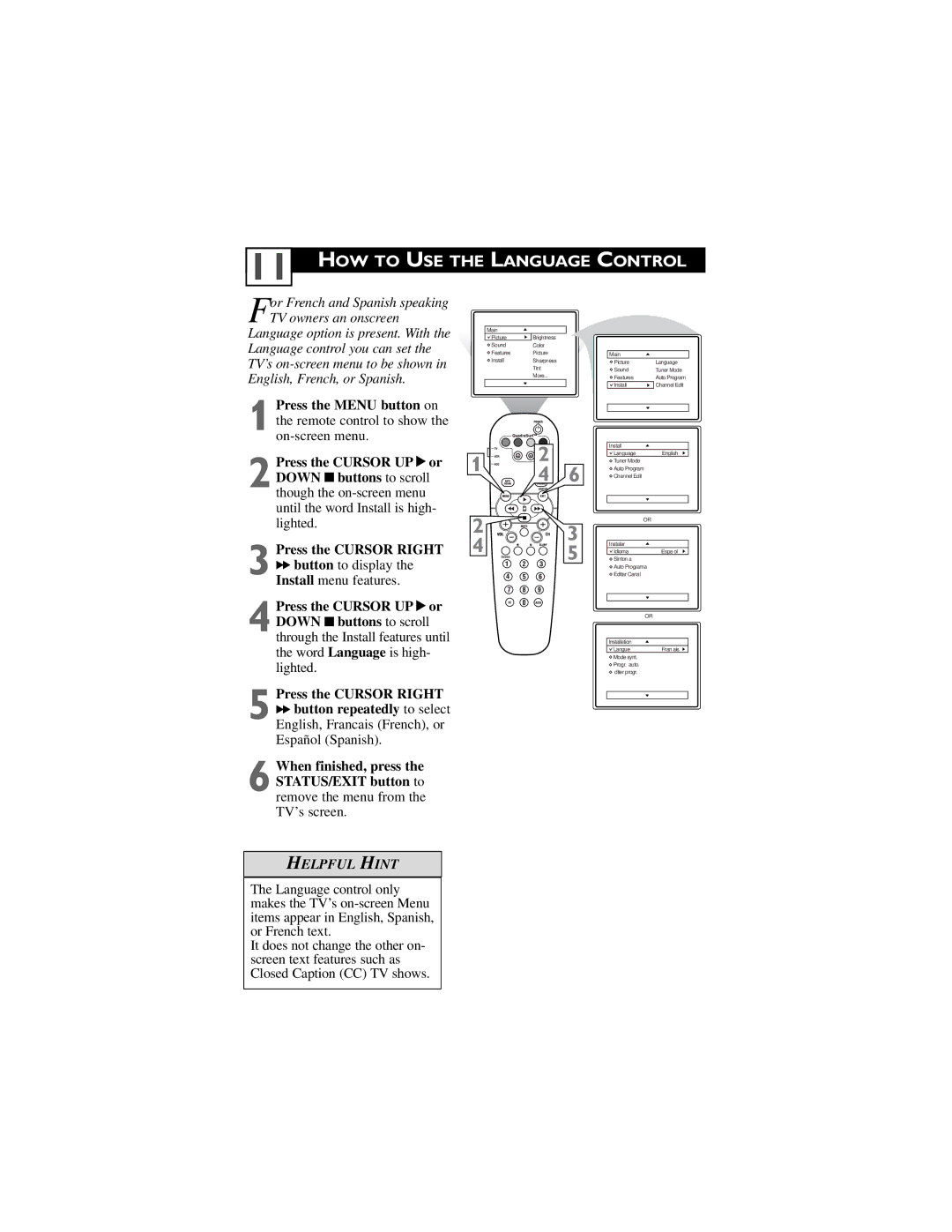 Philips 32PT6442/37 user manual HOW to USE the Language Control 