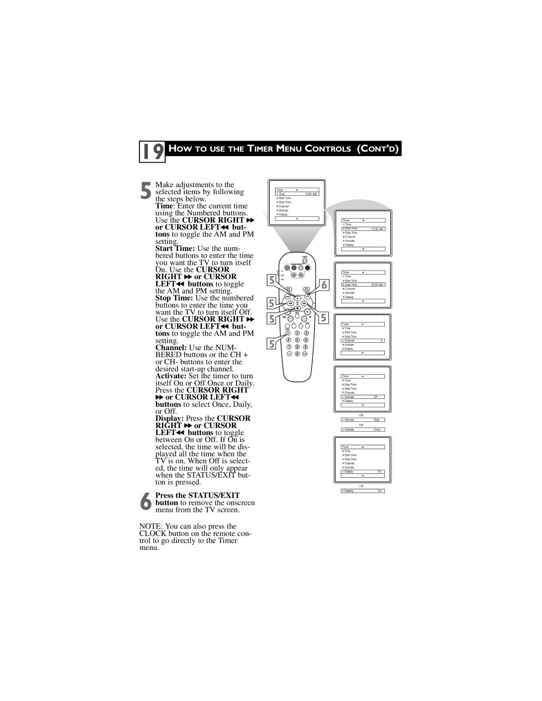 Philips 32PT6442/37 user manual HOW to USE the Timer Menu Controls CONT’D 