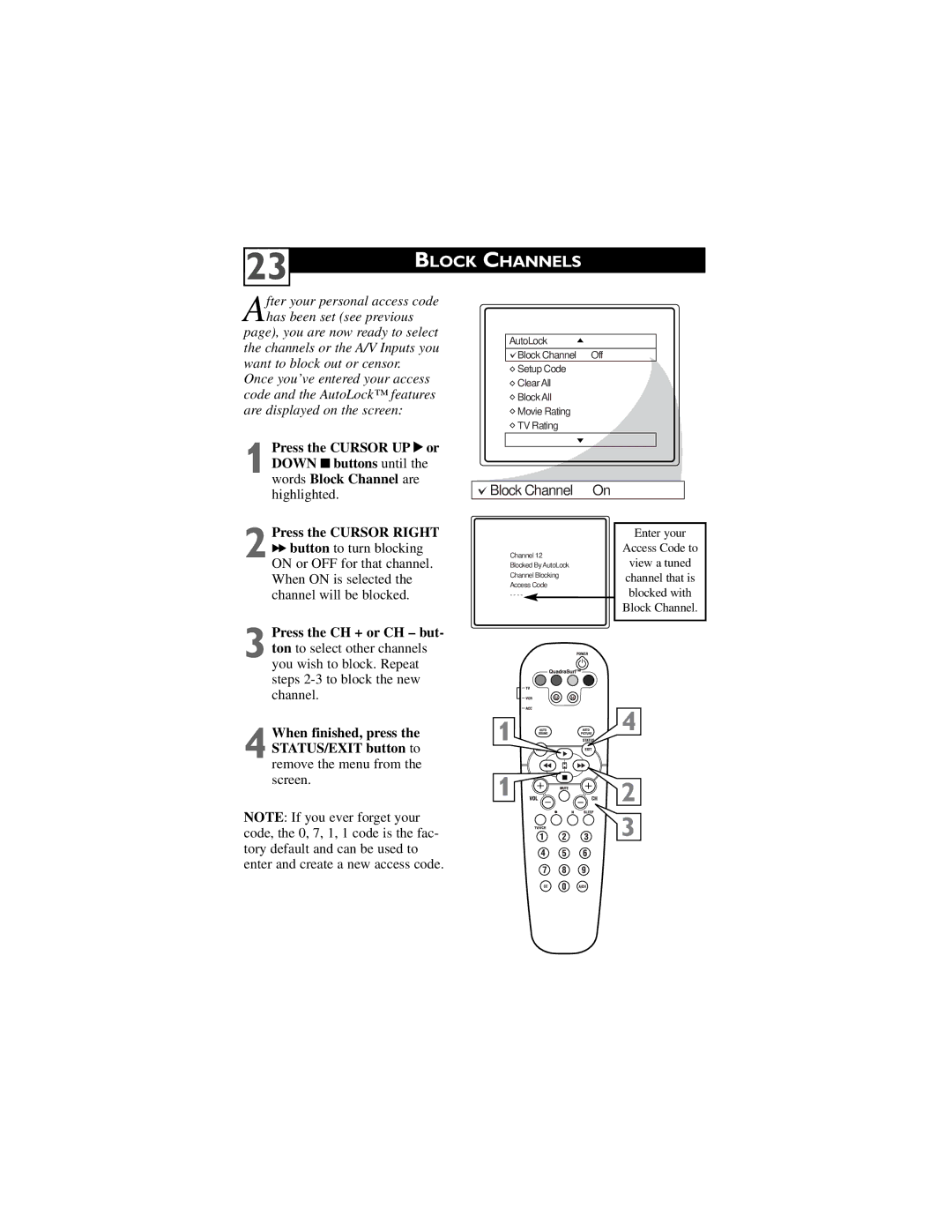 Philips 32PT6442/37 user manual Block Channels 