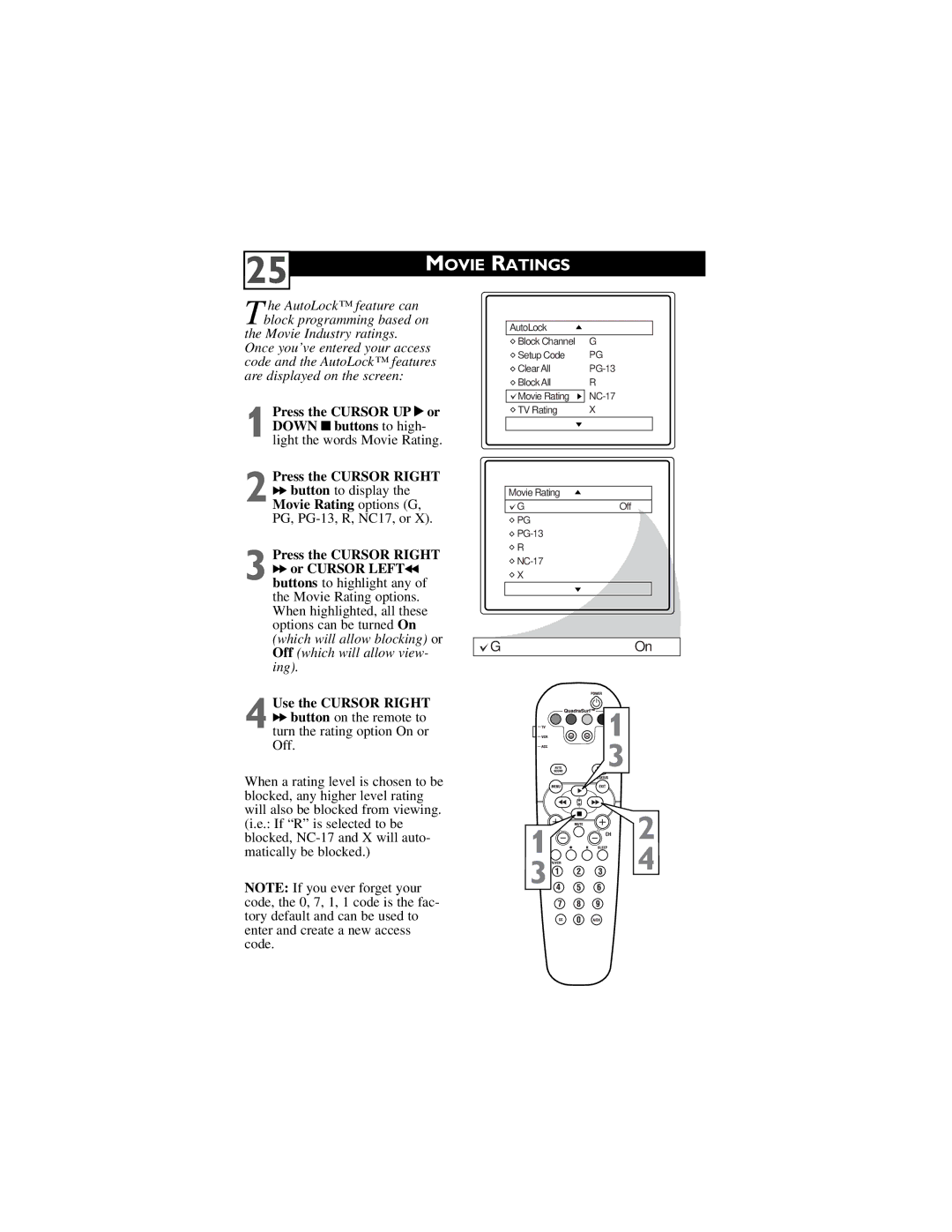 Philips 32PT6442/37 user manual Movie Ratings 