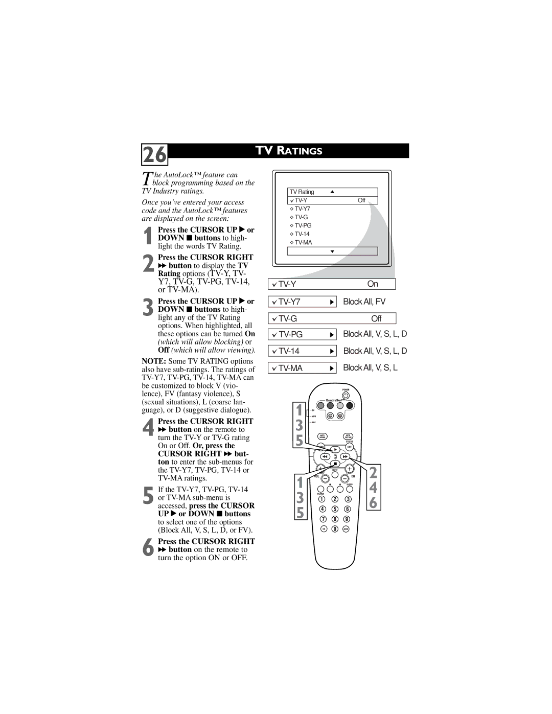 Philips 32PT6442/37 user manual TV Ratings, TV Industry ratings 