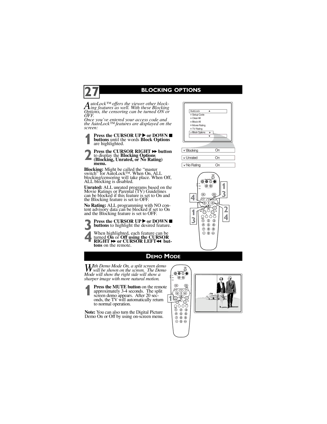 Philips 32PT6442/37 user manual Blocking Options, Demo Mode 