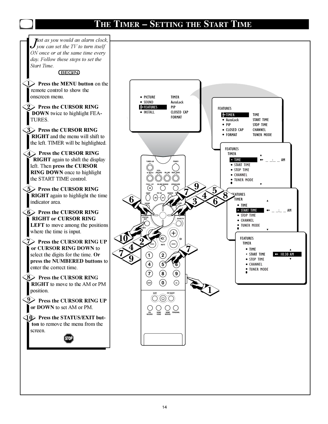 Philips 32PT91S1 manual Timer Setting the Start Time 