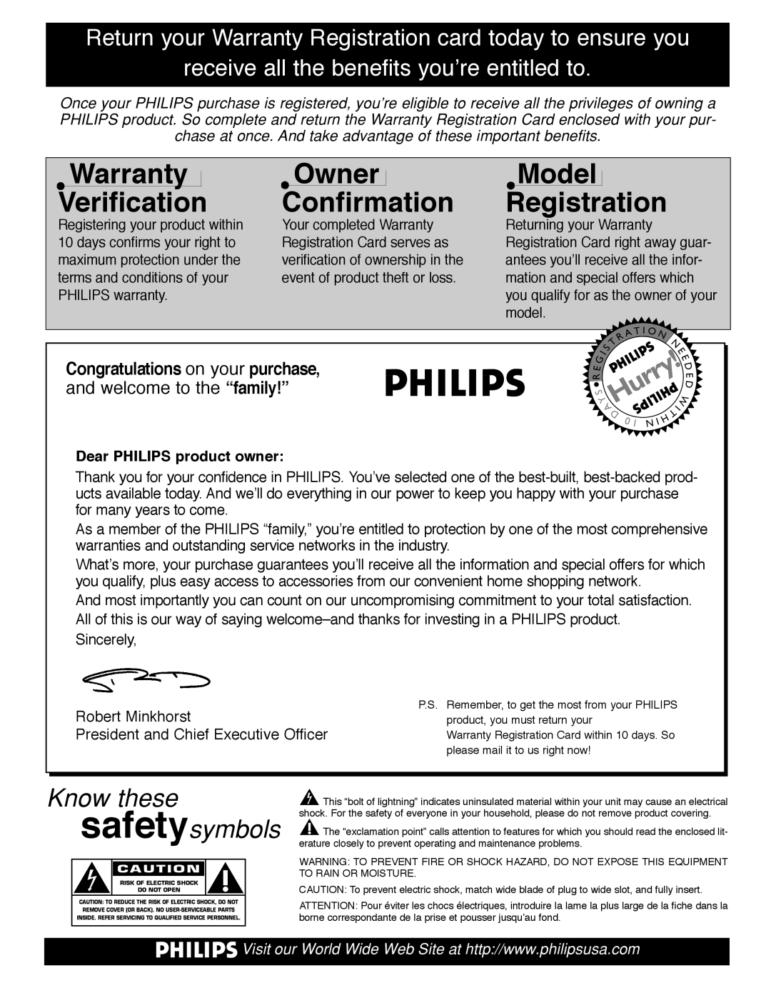 Philips 32PT91S1 manual Warranty Verification 