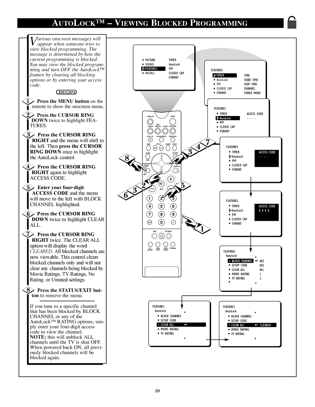 Philips 32PT91S1 manual Autolock Viewing Blocked Programming 