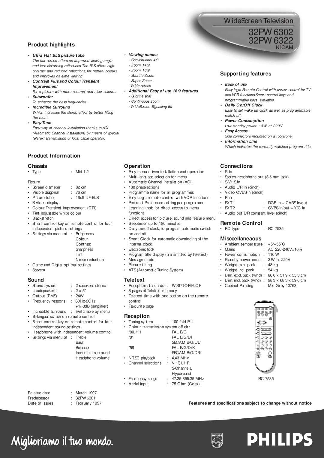 Philips manual 32PW6302 32PW6322 