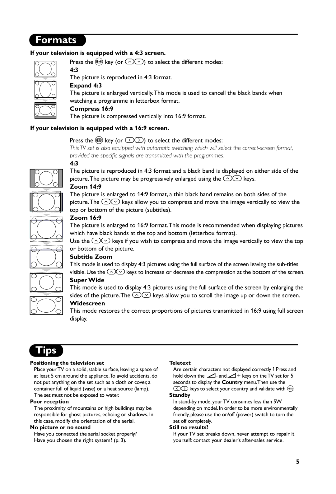 Philips 32PW6451 manual Formats, Tips 