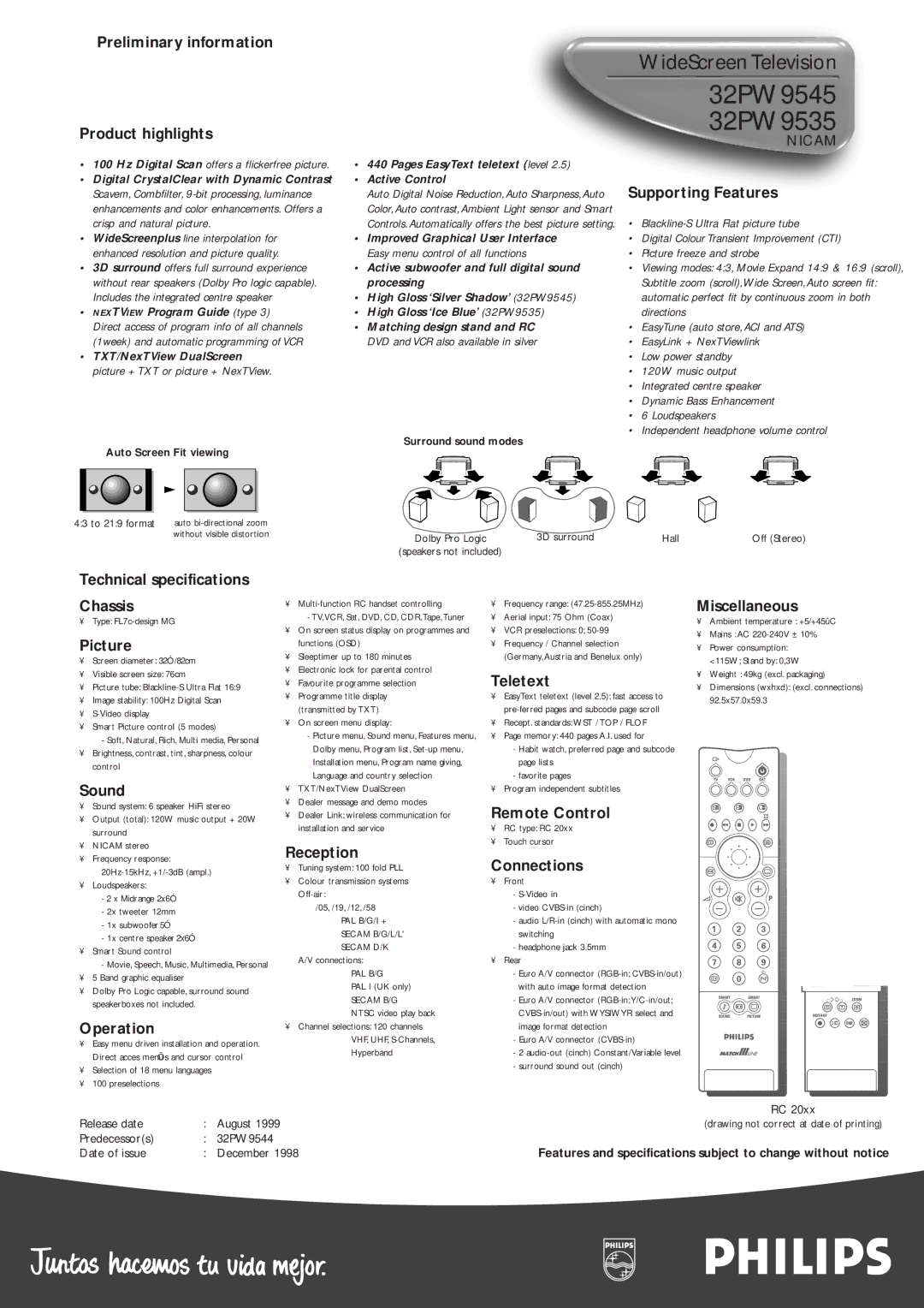 Philips manual 32PW9545 32PW9535 