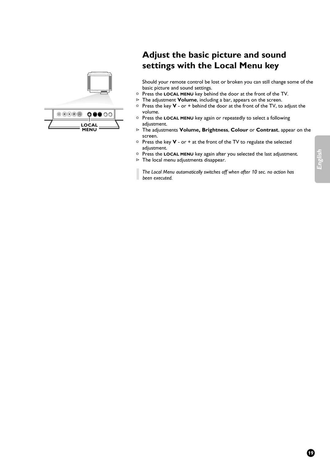 Philips 32PW9631/12 manual Local menu adjustments disappear 