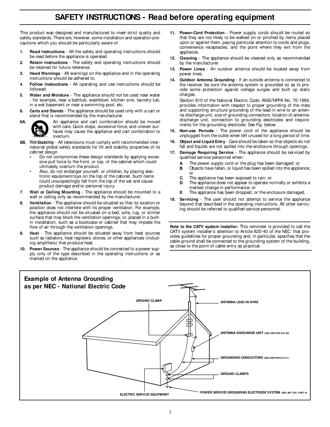 Philips 32ST220P manual Safety Instructions Read before operating equipment 