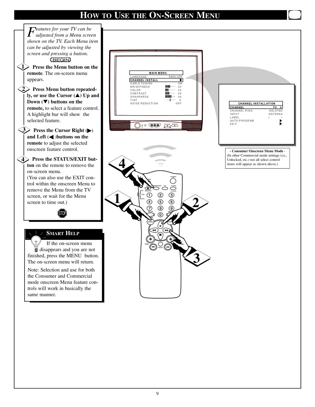 Philips 32ST220P manual HOW to USE the ON-SCREEN Menu 