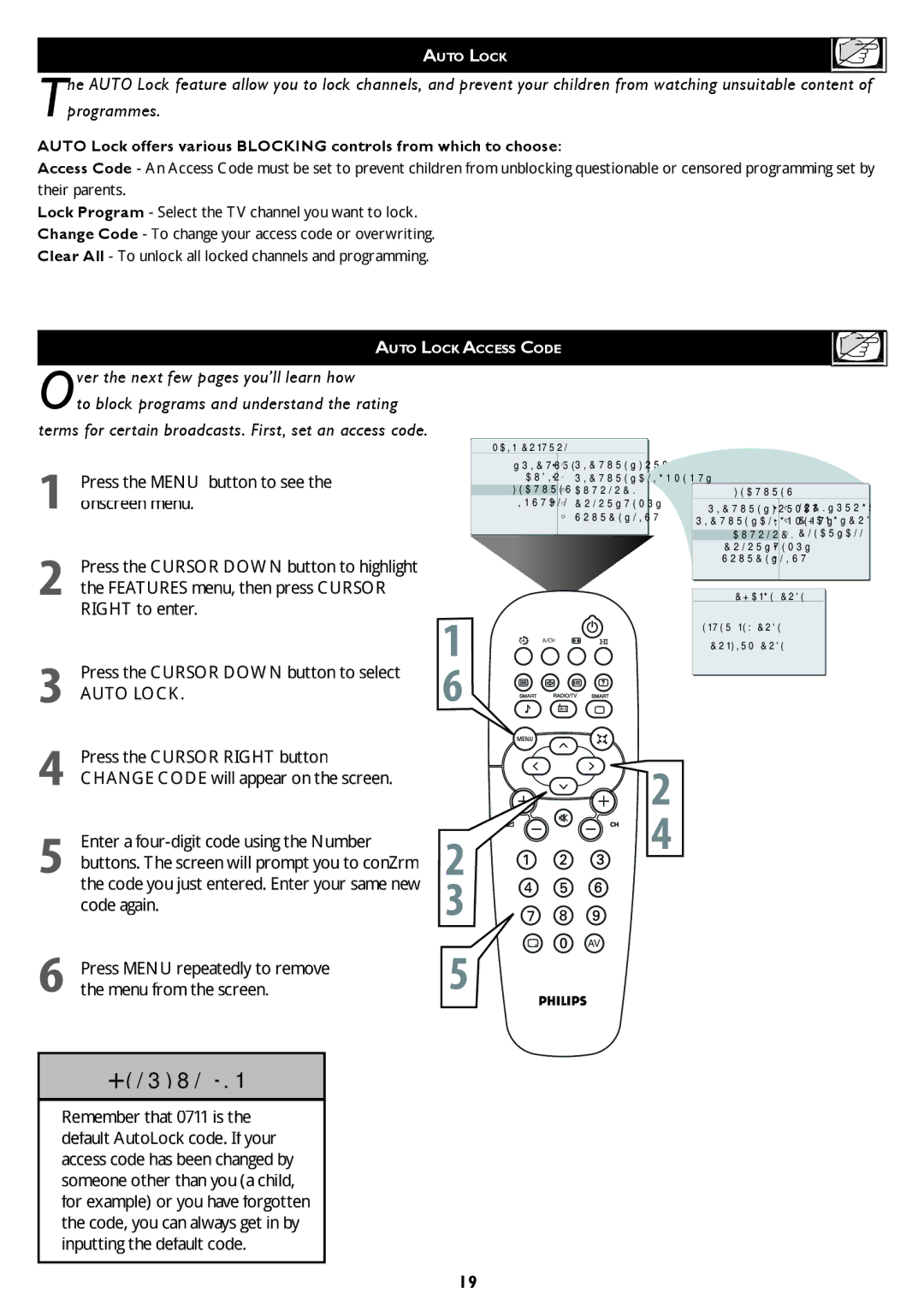 Philips 32TA1600 user manual Auto Lock 