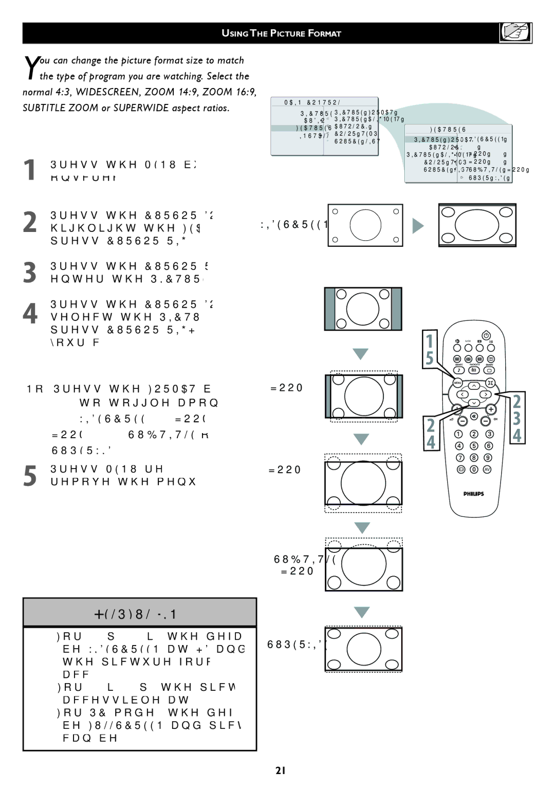 Philips 32TA1600 user manual Press the Menu button to see the onscreen menu, Your choice 