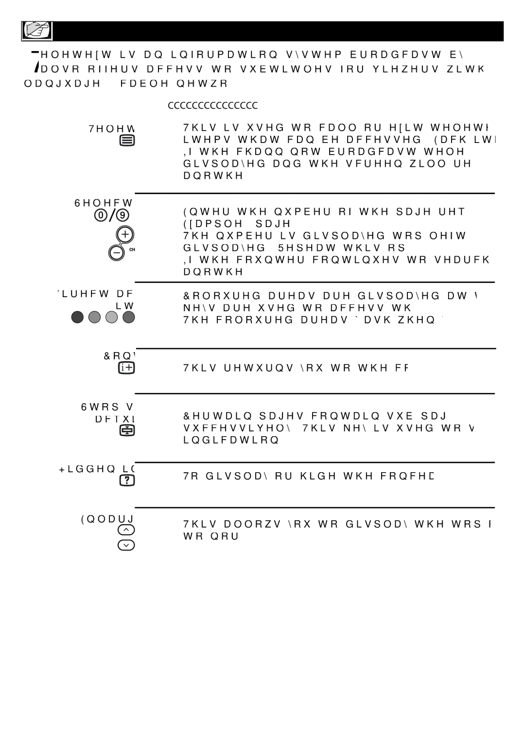 Philips 32TA1600 user manual Press, Teletext call Selecting a, You will obtain, Content 