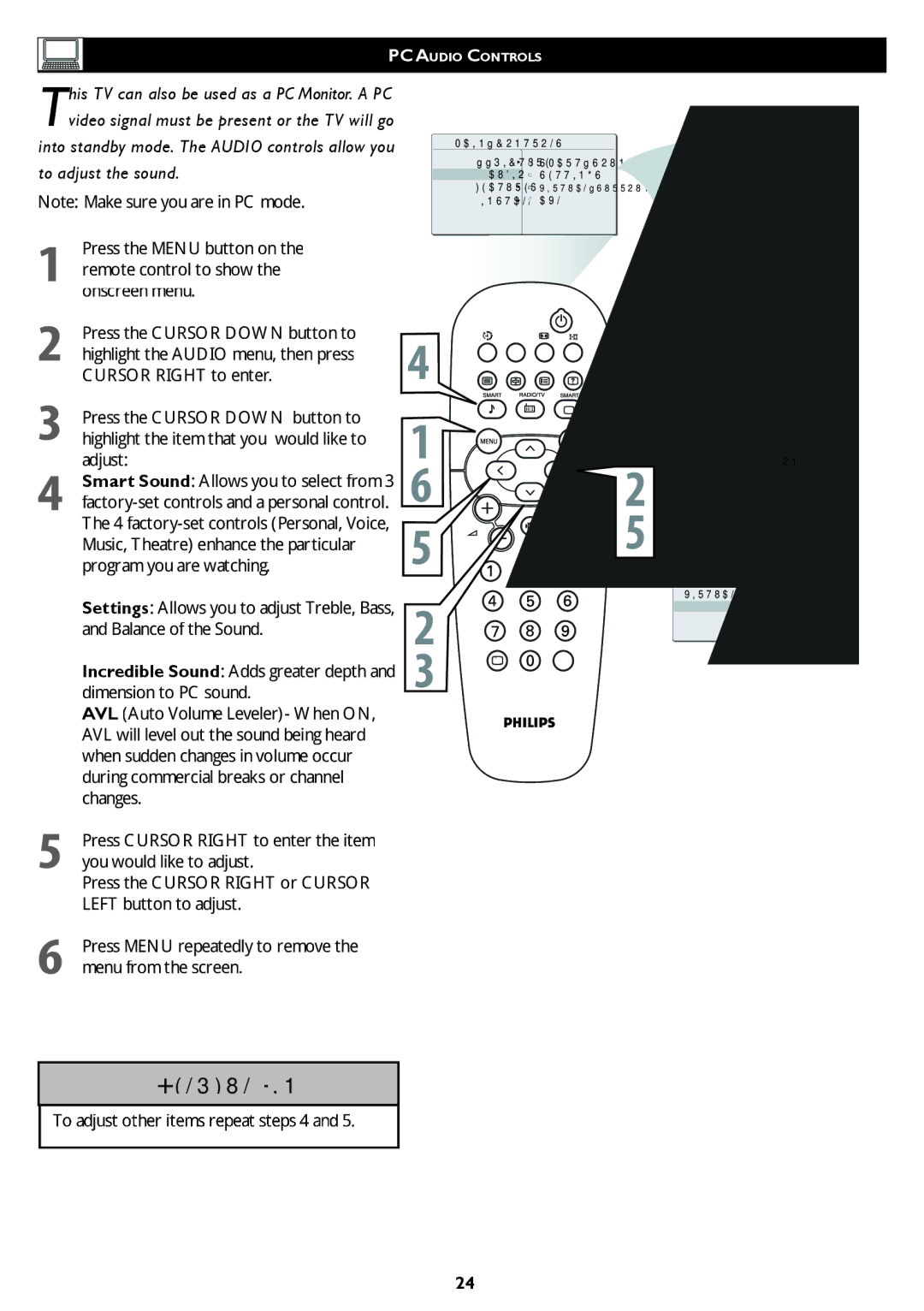 Philips 32TA1600 user manual Press the Menu button on the remote control to show 