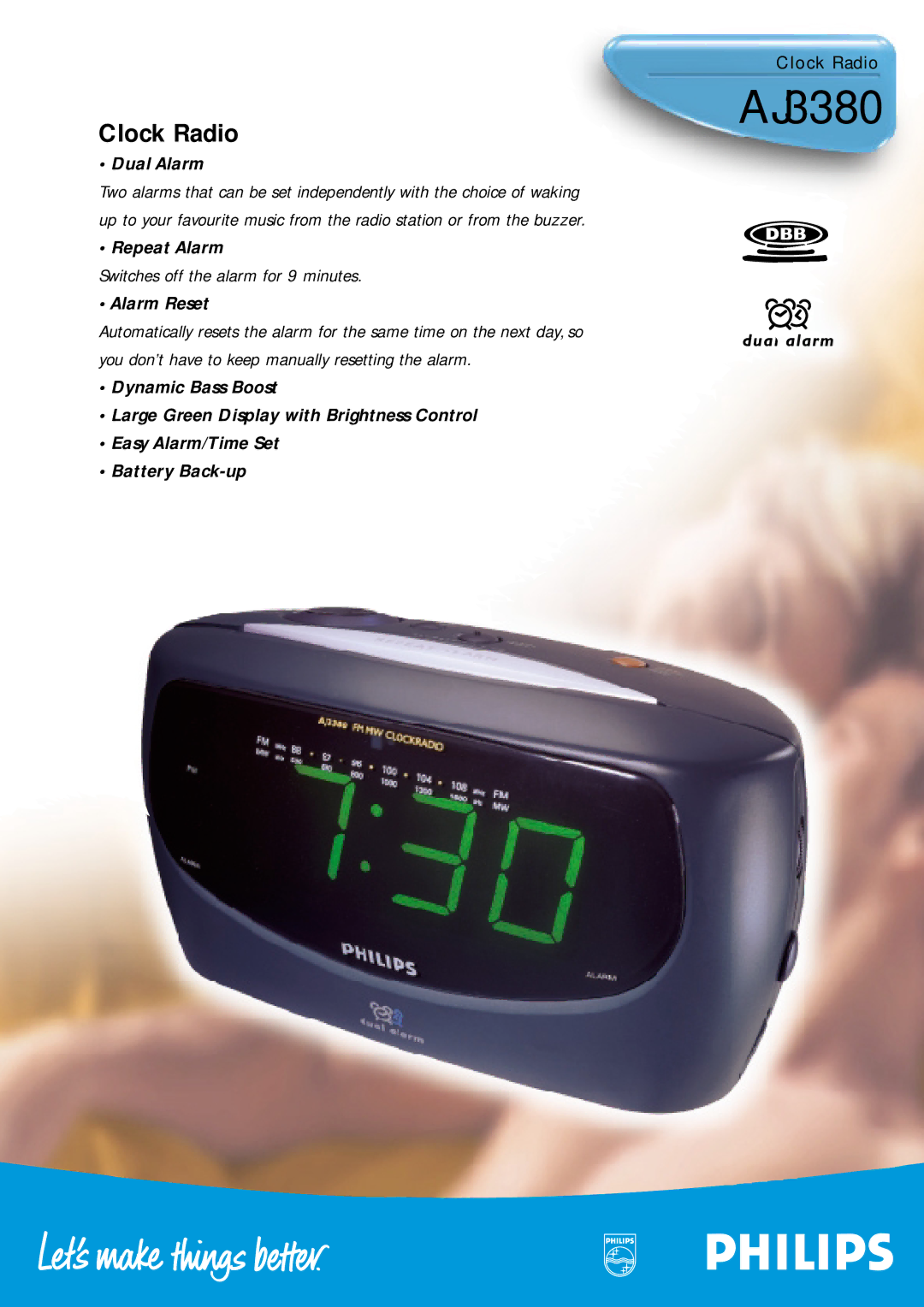 Philips 3380 manual Dual Alarm, Repeat Alarm, Alarm Reset 