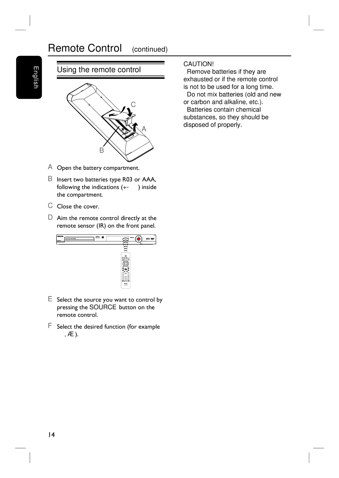 Philips 3400 user manual Using the remote control 