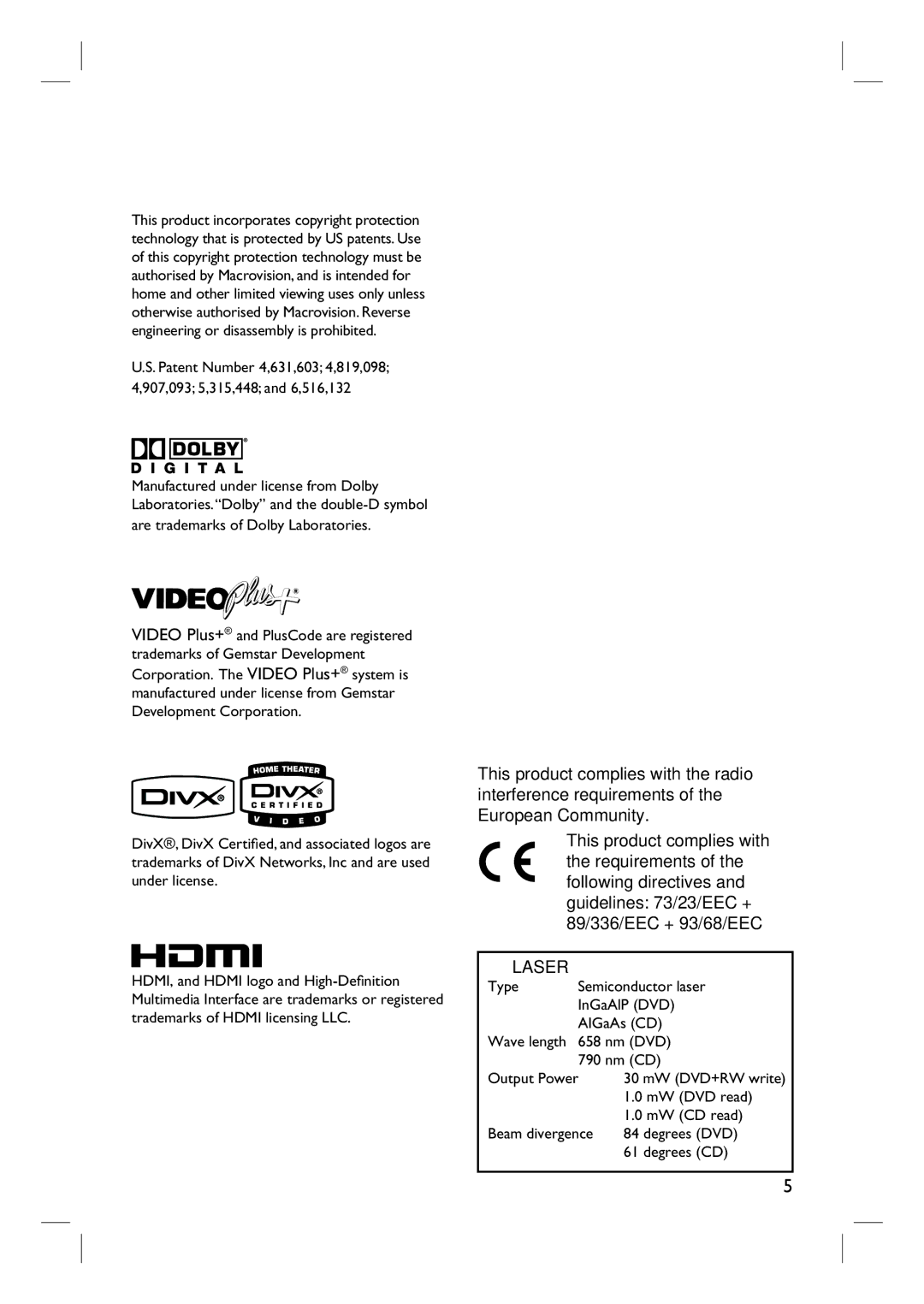 Philips 3400 user manual Laser 