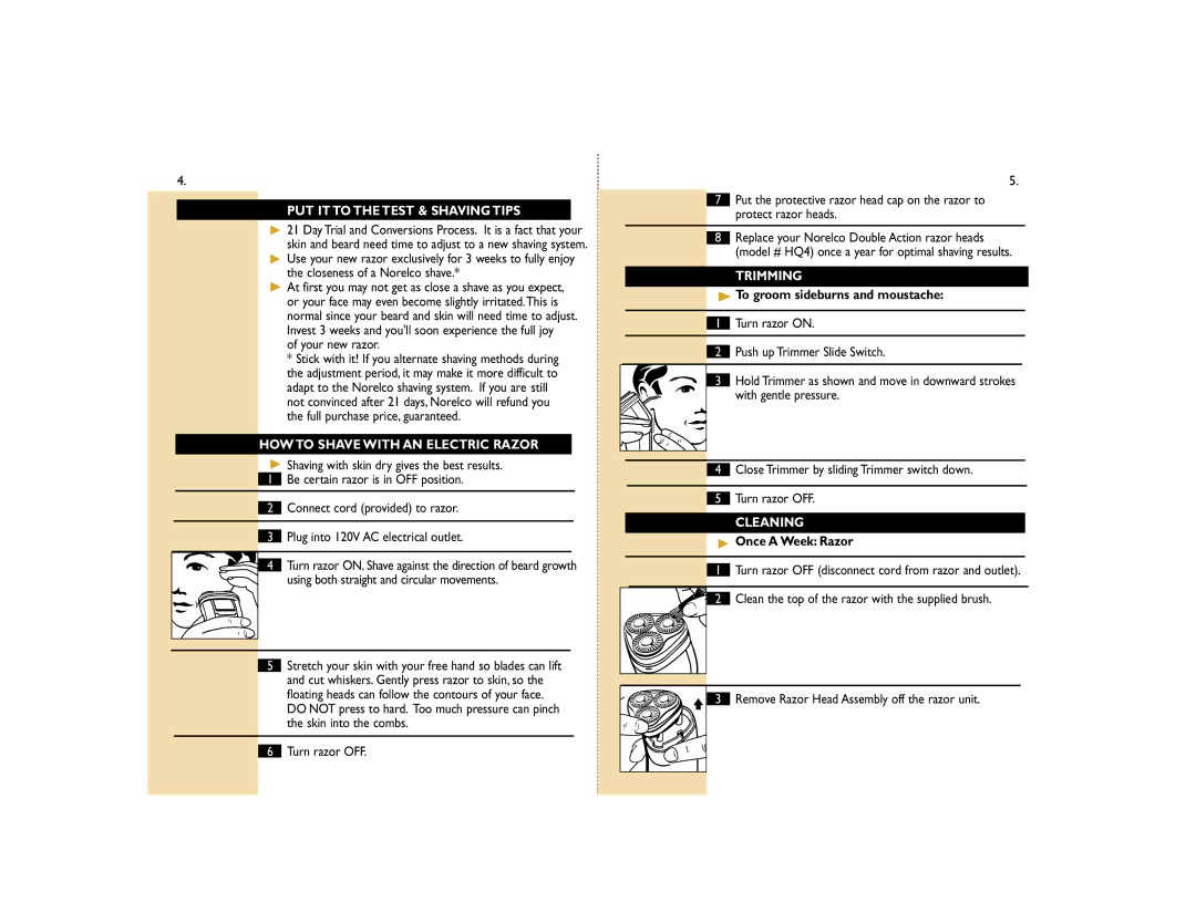 Philips 3405LC warranty PUT IT to the Test & Shaving Tips, HOW to Shave with AN Electric Razor, Trimming, Cleaning 