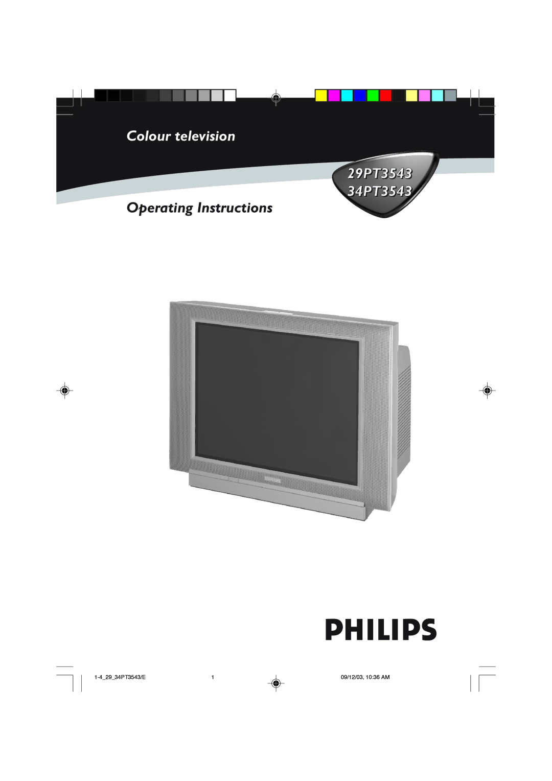 Philips 29PT3543, 34PT35433 operating instructions Colour television 