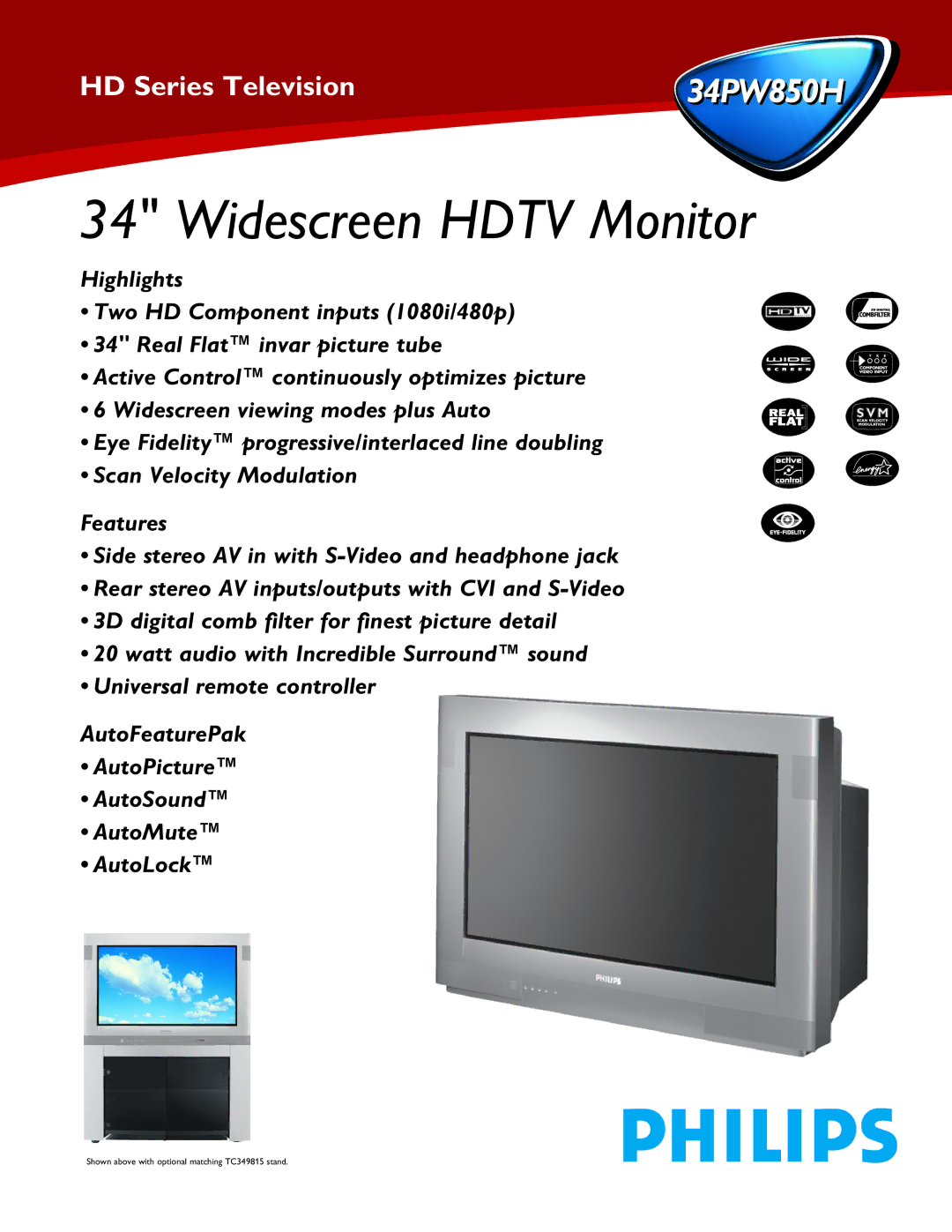 Philips 34PW850H manual Widescreen Hdtv Monitor 