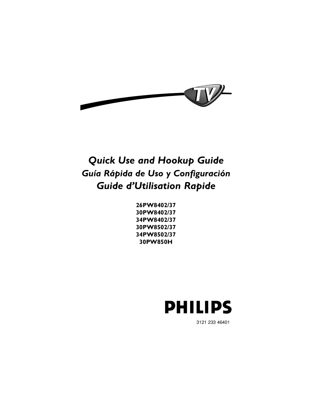 Philips 34PW850H/37 manual Quick Use and Hookup Guide 