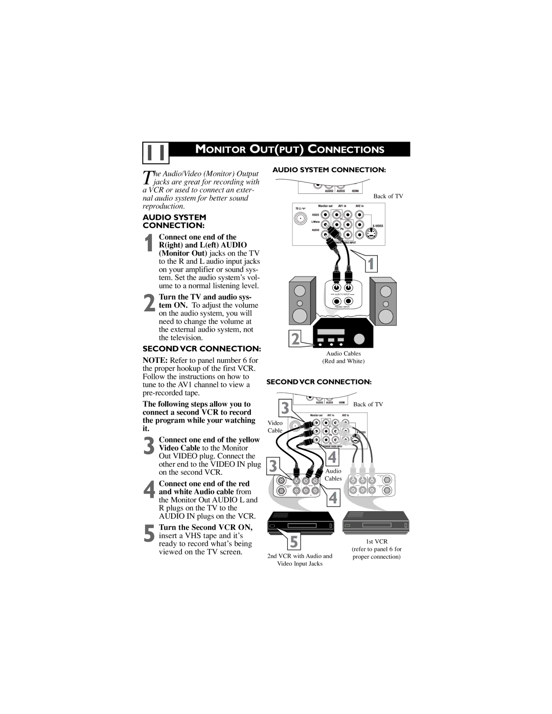 Philips 34PW850H/37 manual Monitor Output Connections 