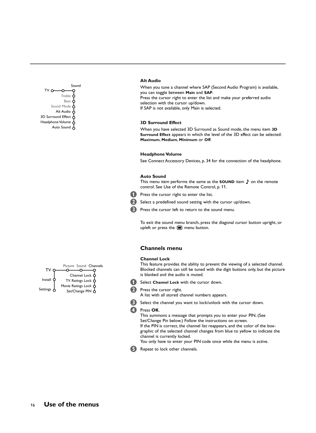 Philips 34PW981799 user service Channels menu 