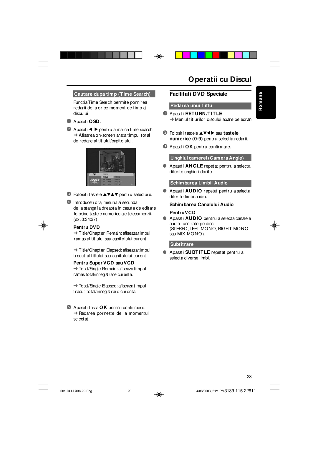 Philips 3600D manual Facilitati DVD Speciale 