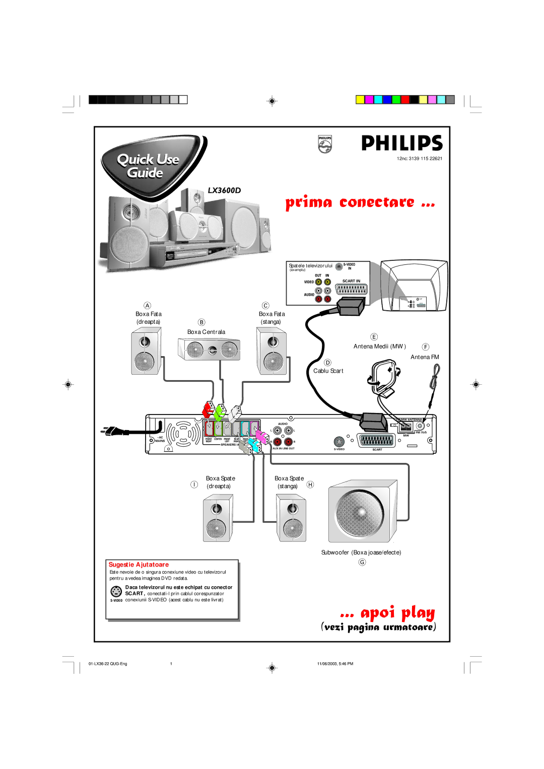 Philips 3600D manual Prima conectare 