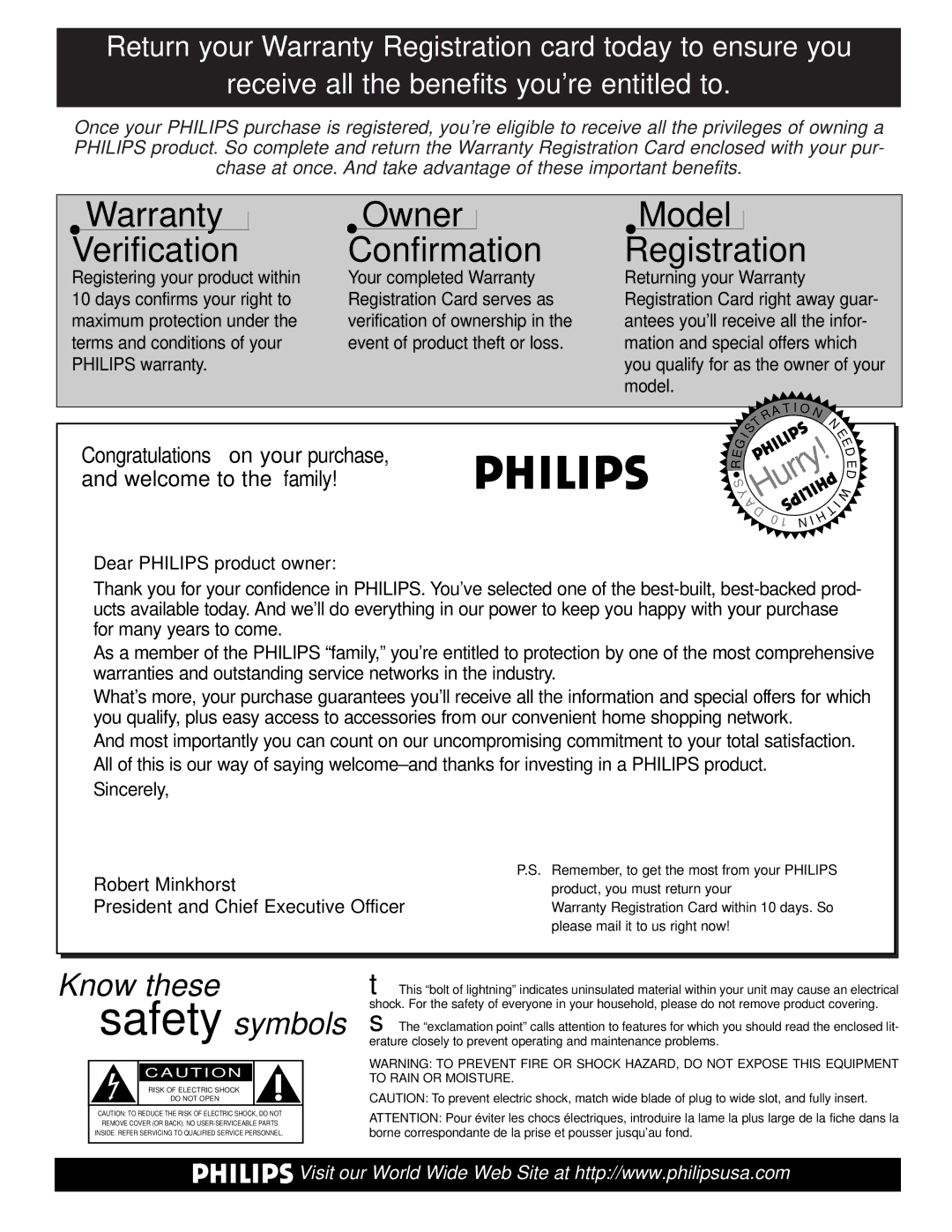 Philips 36PT71B1 manual Warranty Verification 