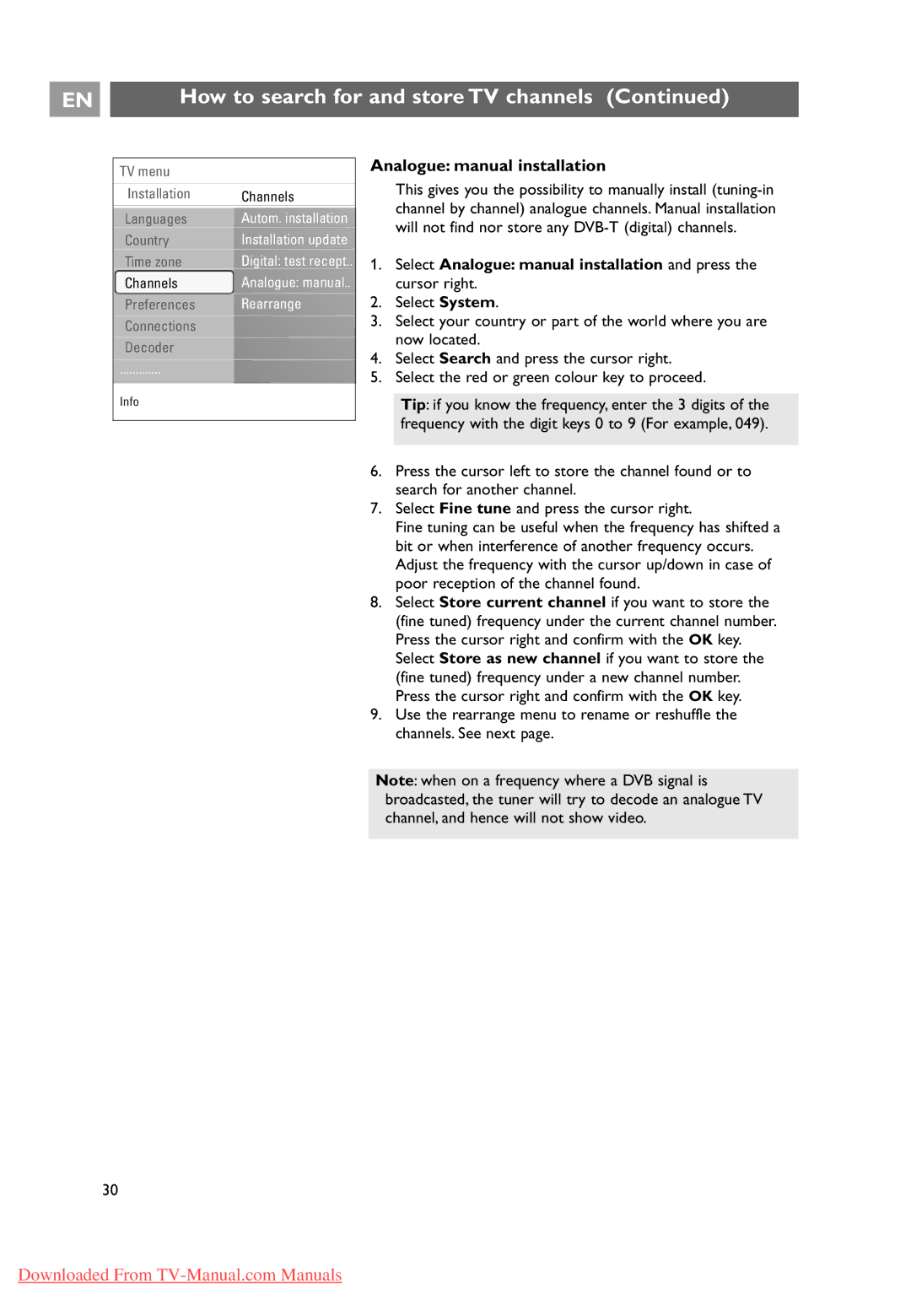 Philips 37-42-50PF9631D, 10 42PF9641D/10 user manual Analogue manual installation 