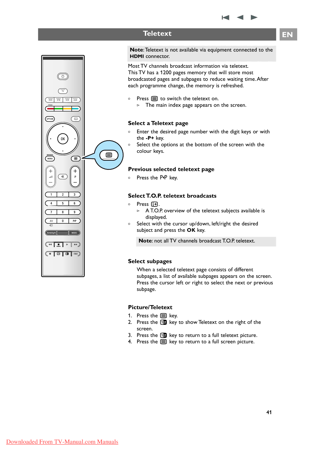 Philips 10 42PF9641D/10, 37-42-50PF9631D user manual Teletext 