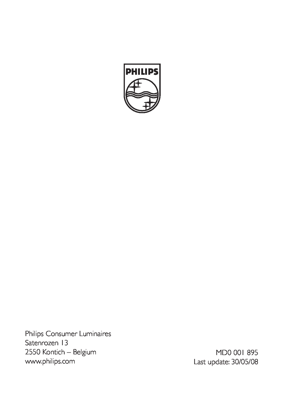 Philips 37341/48/16 user manual Philips Consumer Luminaires, Satenrozen, Kontich – Belgium, MD0 001 