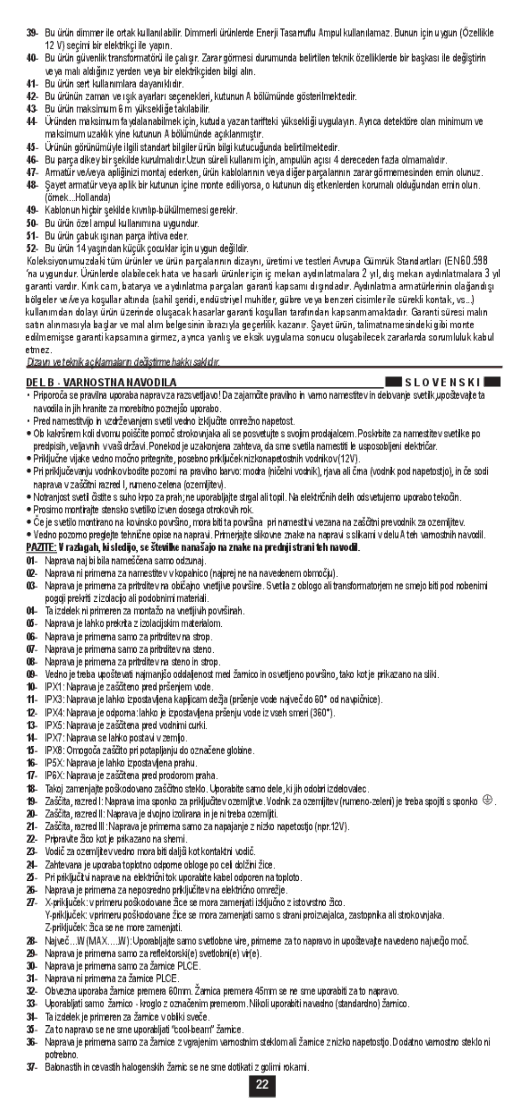 Philips 37344/48/16 user manual DEL B Varnostna Navodila 