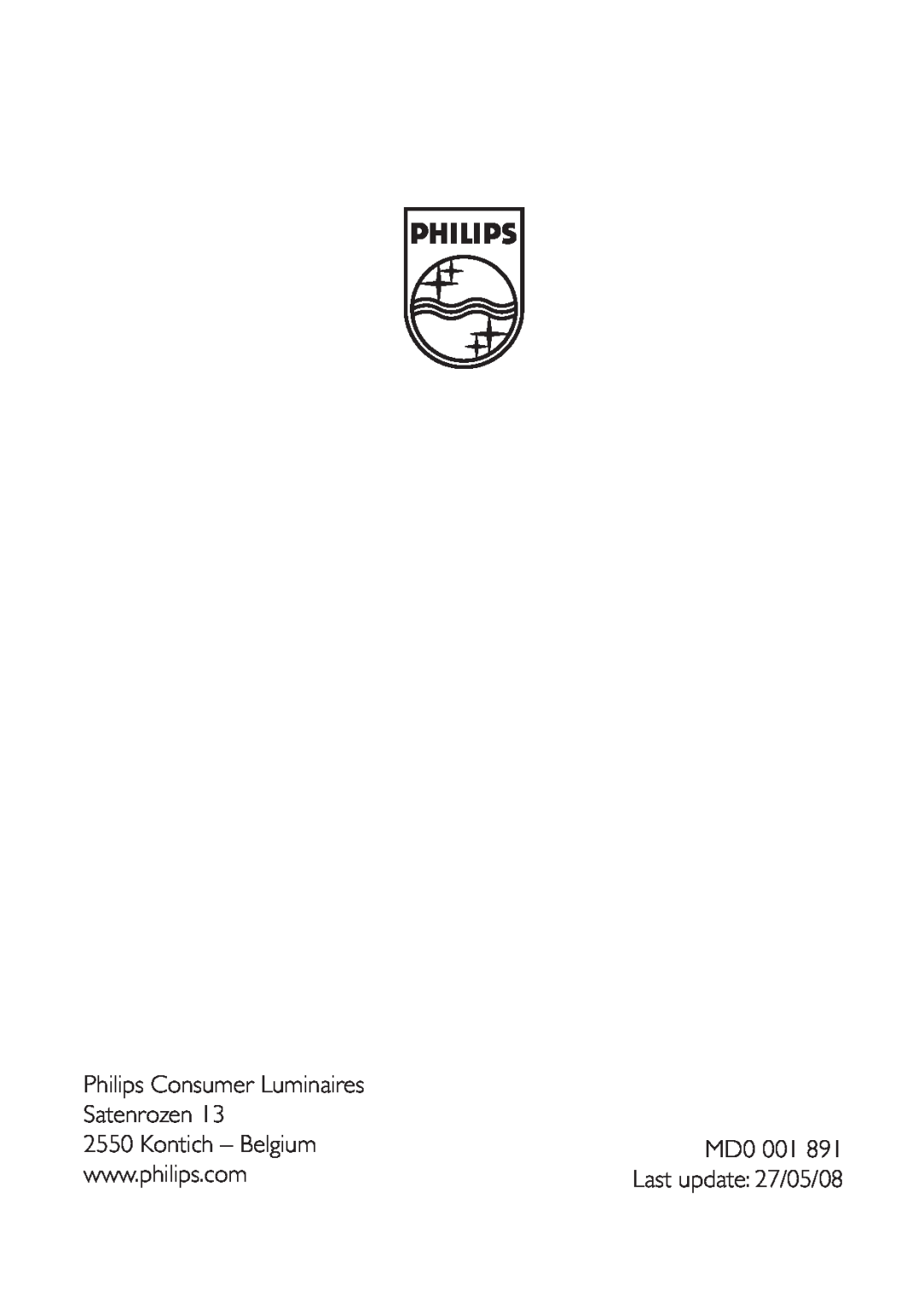 Philips 37344/48/16 user manual Philips Consumer Luminaires, Satenrozen, Kontich – Belgium, MD0 