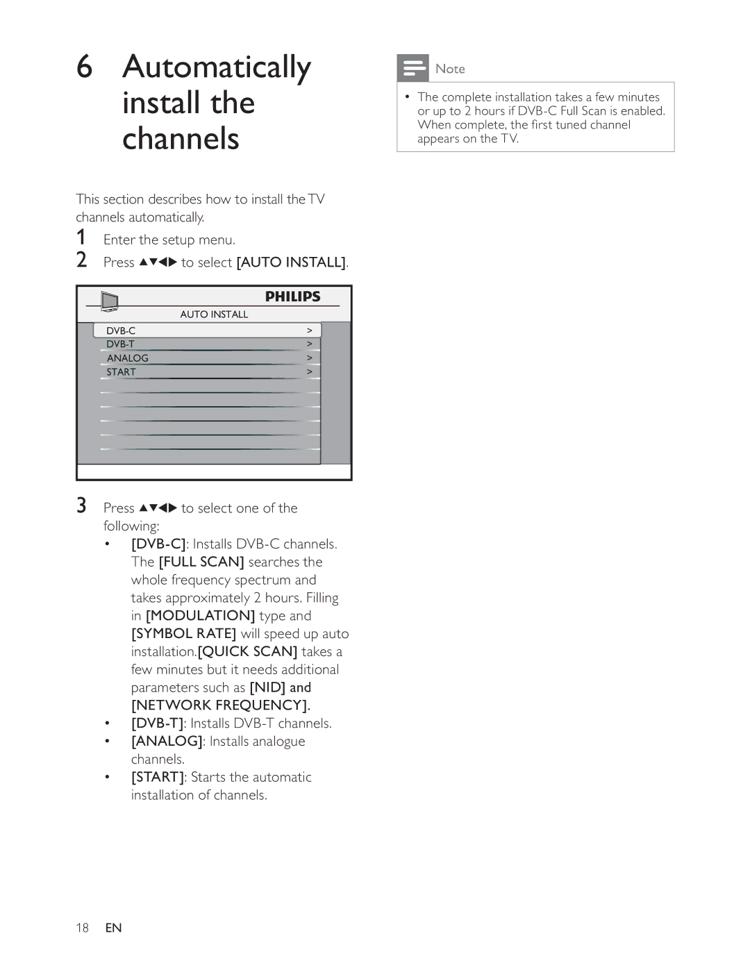 Philips 37HFL5880D/10 manual DVB-C DVB-T Analog Start 