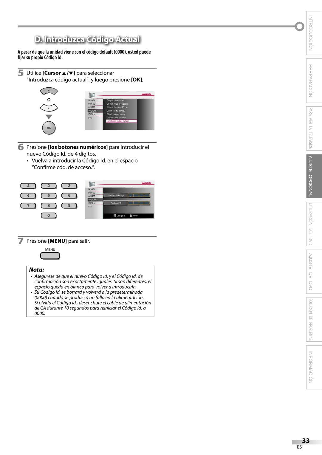 Philips 37MD359B user manual Introduzca Código Actual 