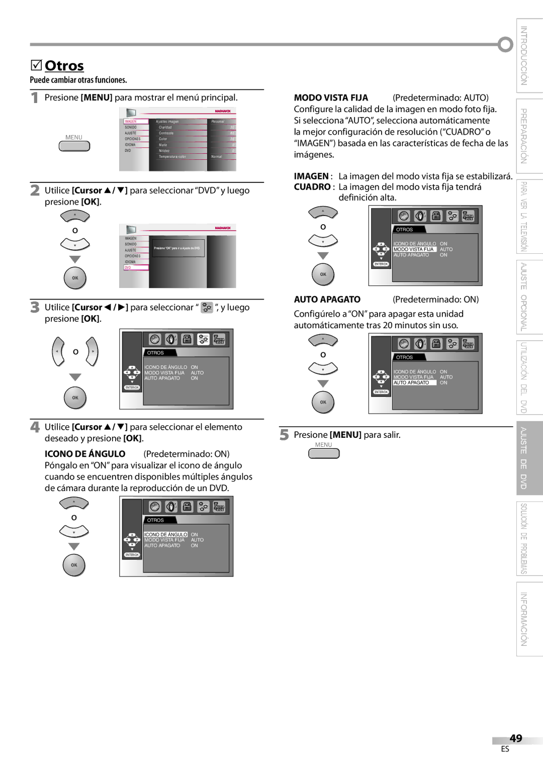 Philips 37MD359B user manual  Otros, Puede cambiar otras funciones 