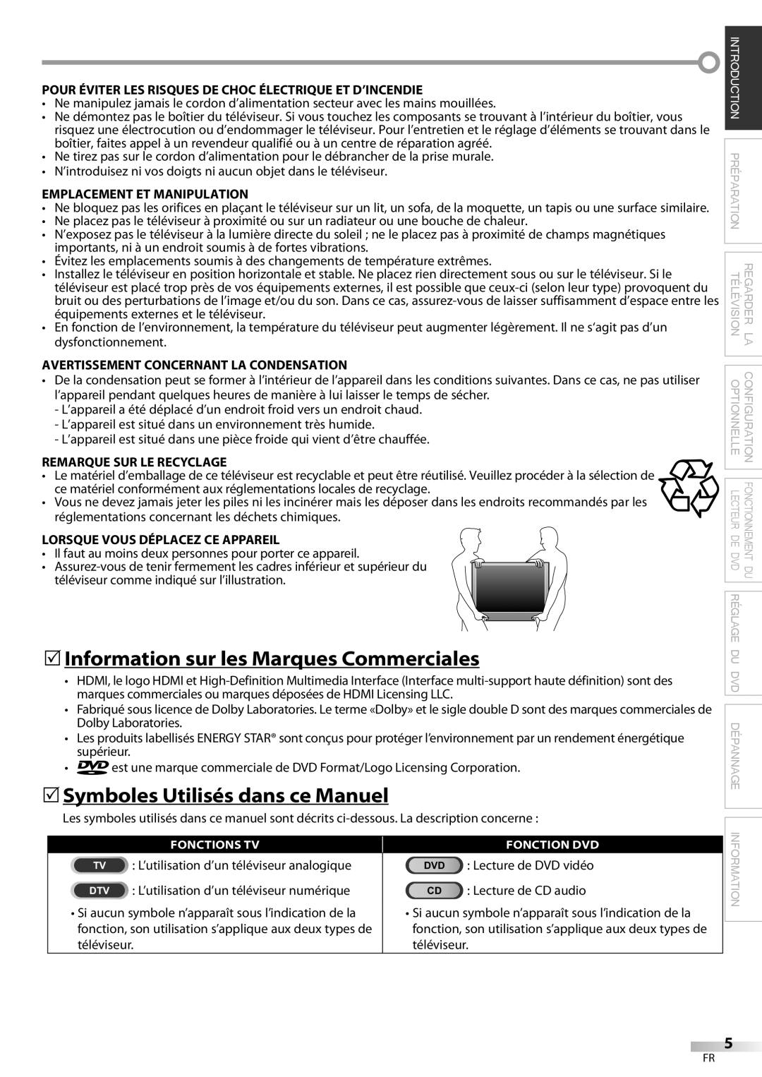 Philips 37MD359B user manual Information sur les Marques Commerciales, Symboles Utilisés dans ce Manuel 