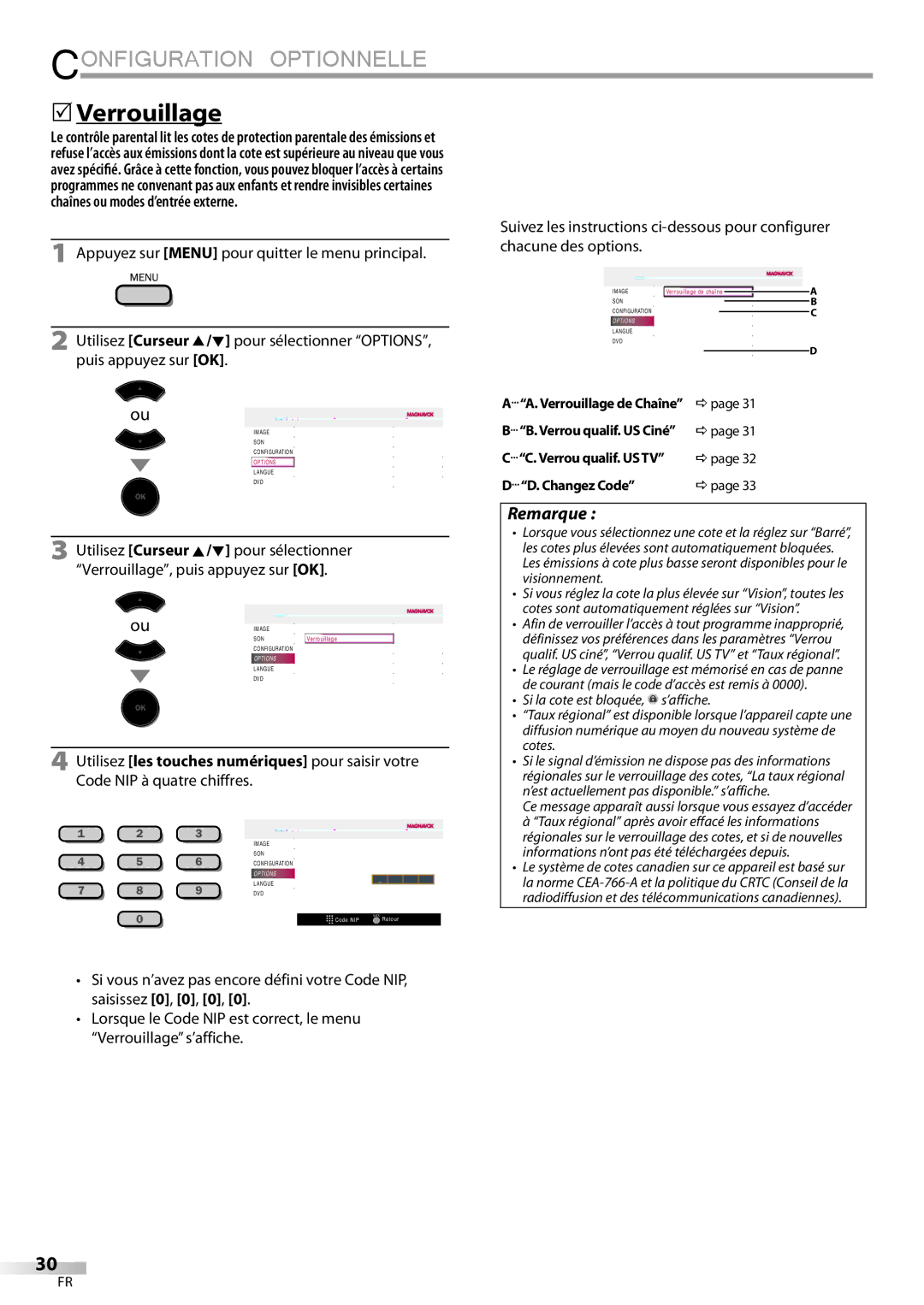 Philips 37MD359B user manual  Verrouillage, Changez Code 