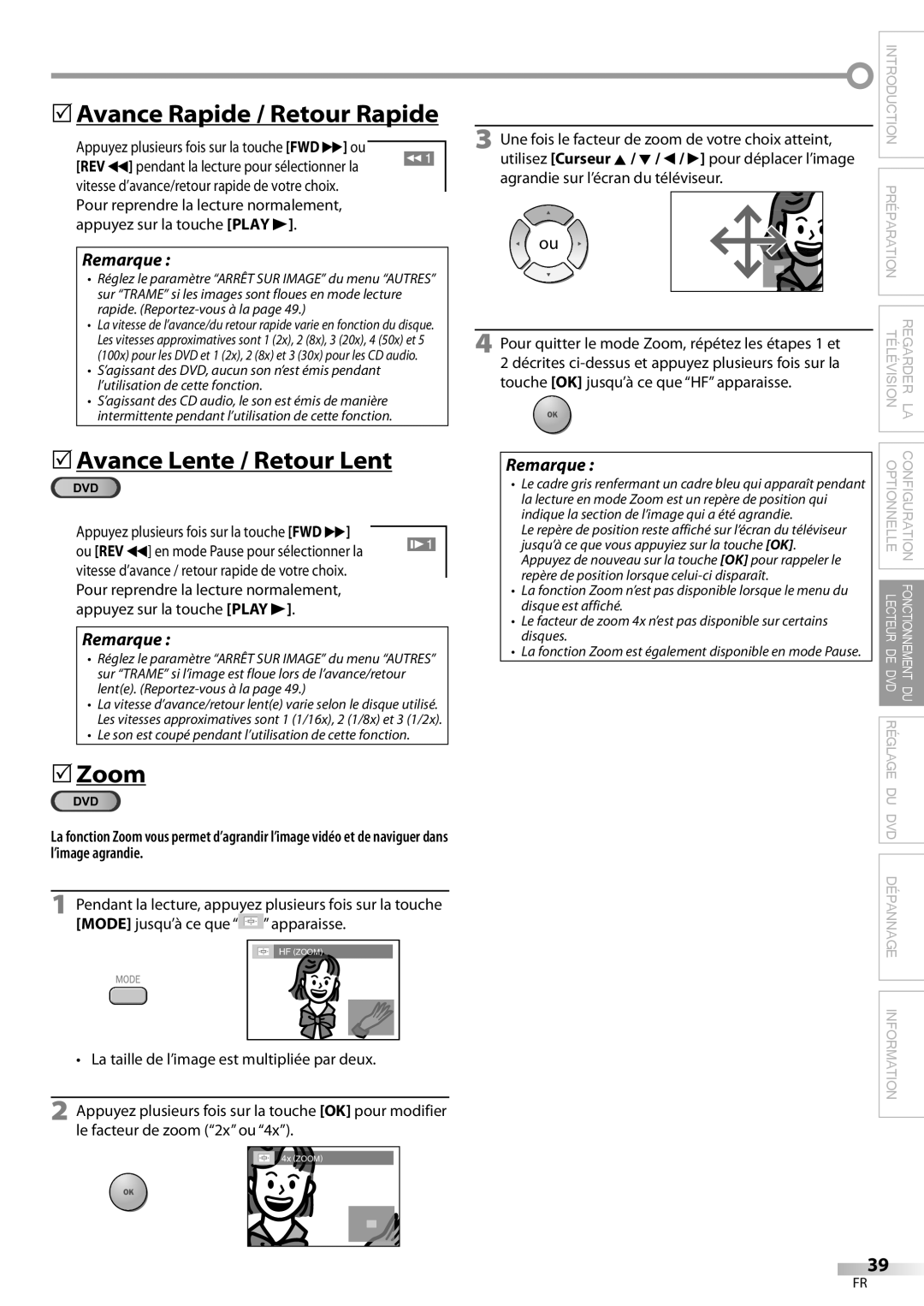 Philips 37MD359B user manual  Avance Rapide / Retour Rapide,  Avance Lente / Retour Lent 