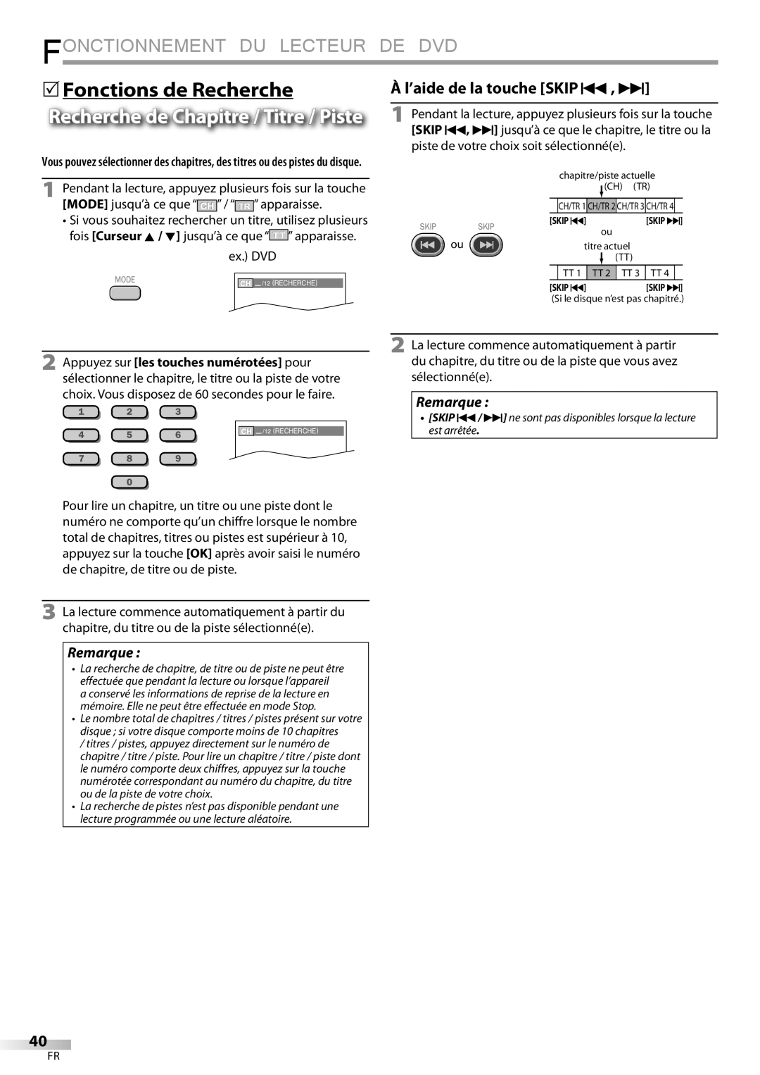 Philips 37MD359B user manual ’aide de la touche Skip H , G 