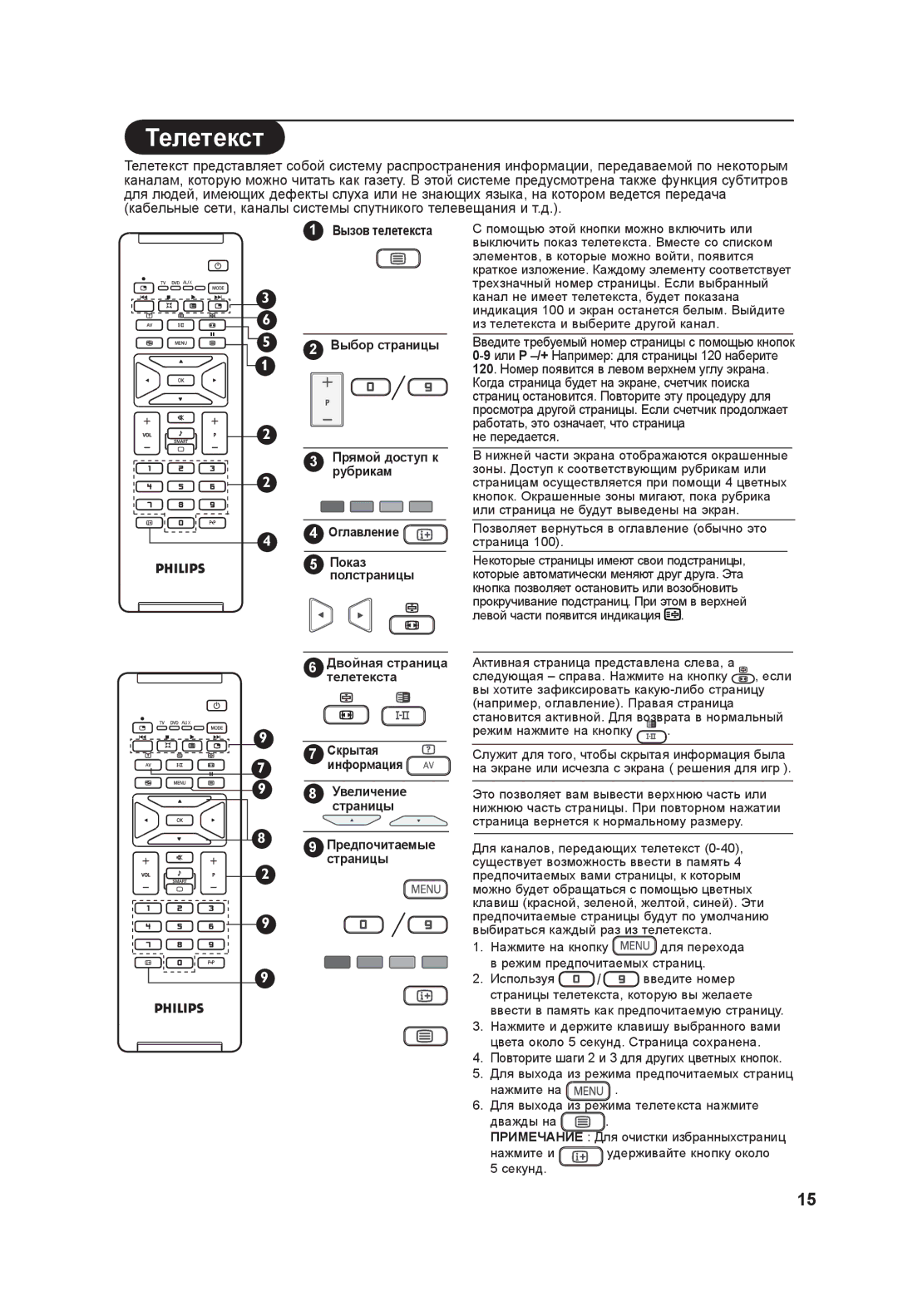 Philips 42PF3xxx, 37PF3xxx manual Телетекст, Полстраницы 