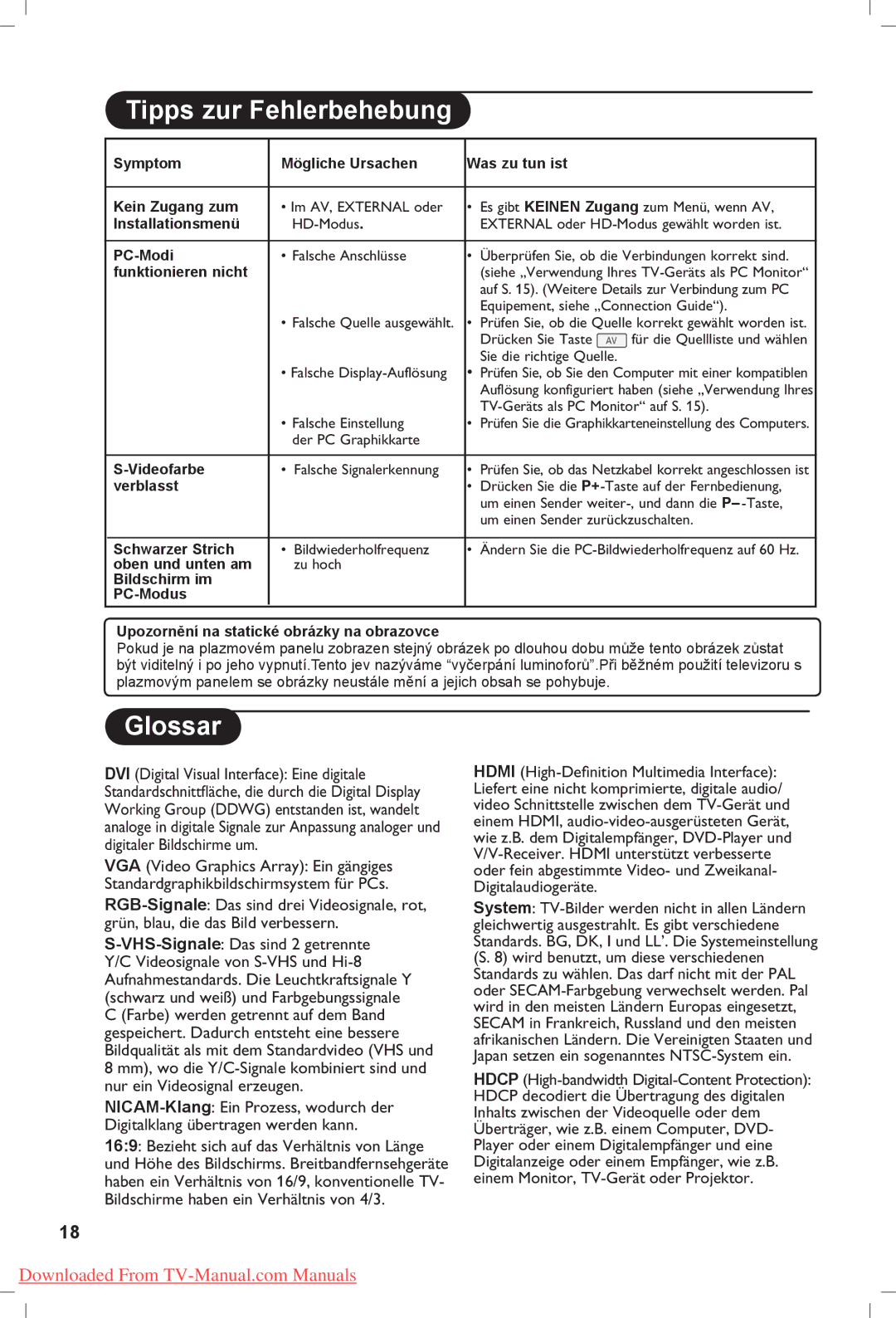 Philips 42PF5321, 37PF5321, 42PF5331 manual Glossar 