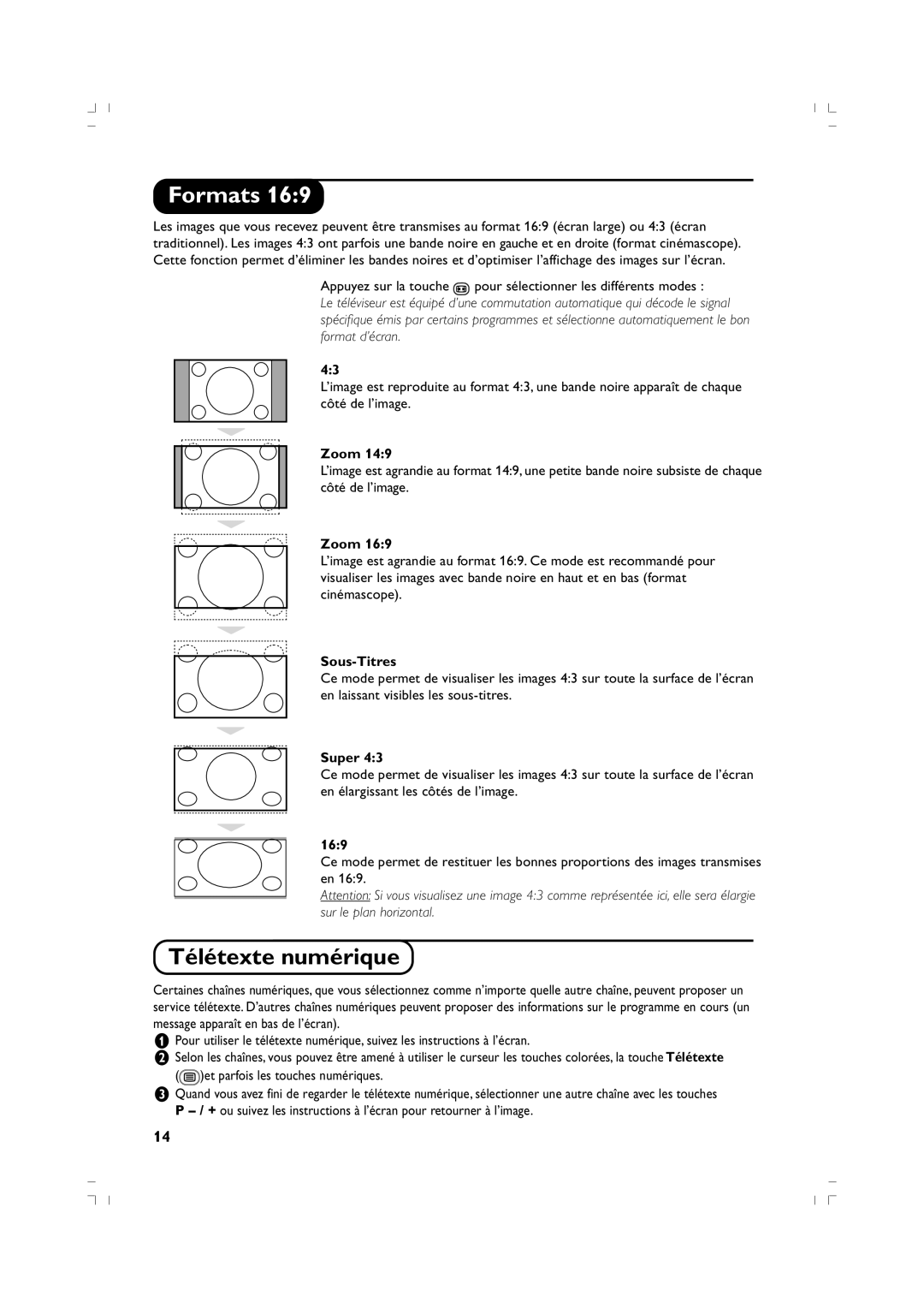 Philips 37PF5520D/10 manual Formats, Télétexte numérique 