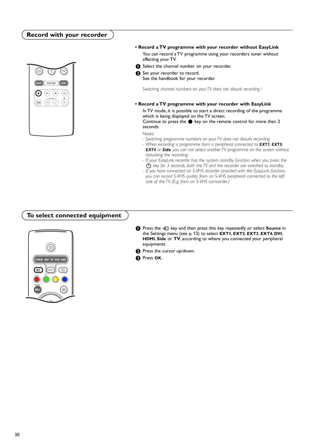 Philips 37PF9730/10 instruction manual Record with your recorder, To select connected equipment 